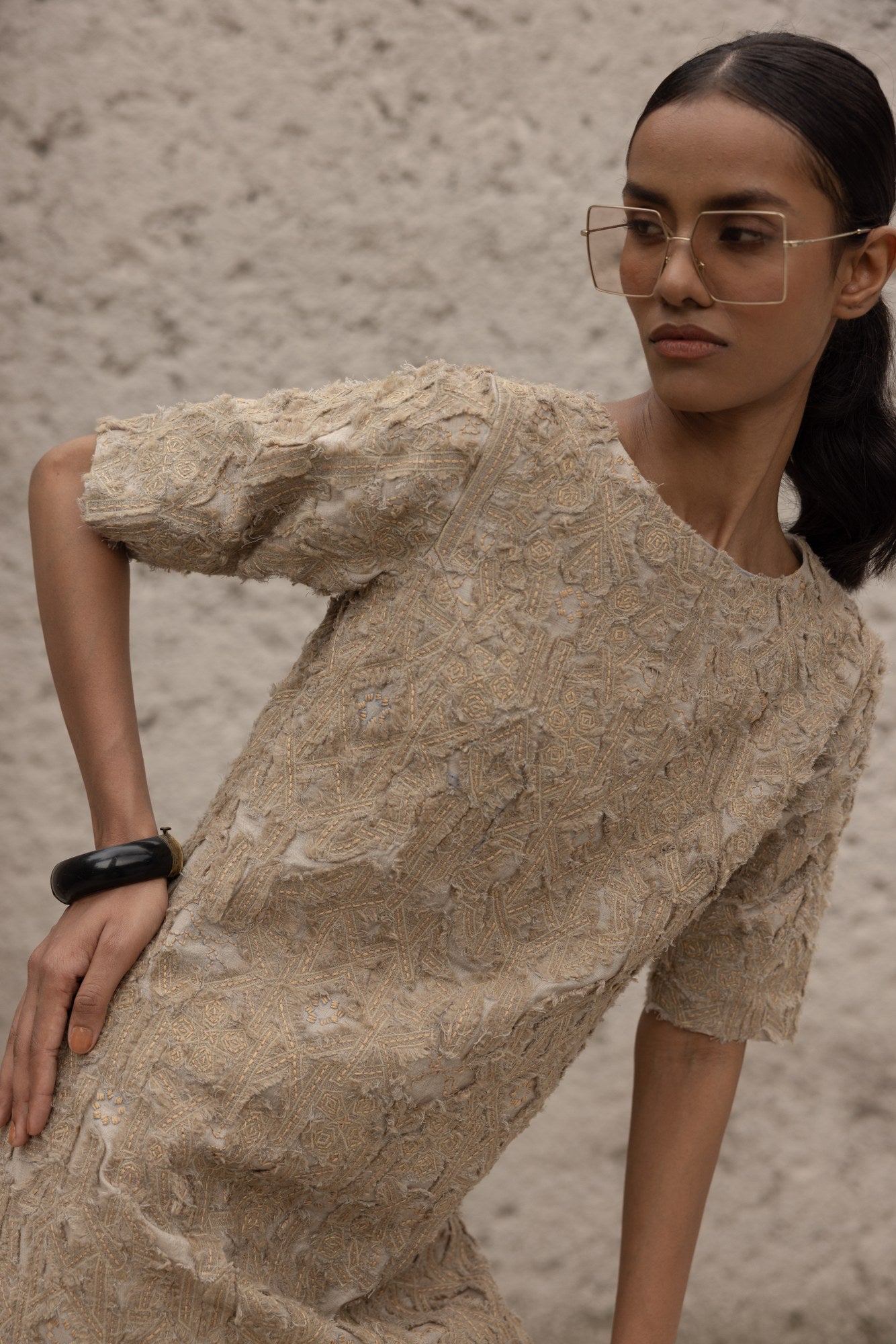 PATCH DETAILS WITH HAND EMBROIDERED
