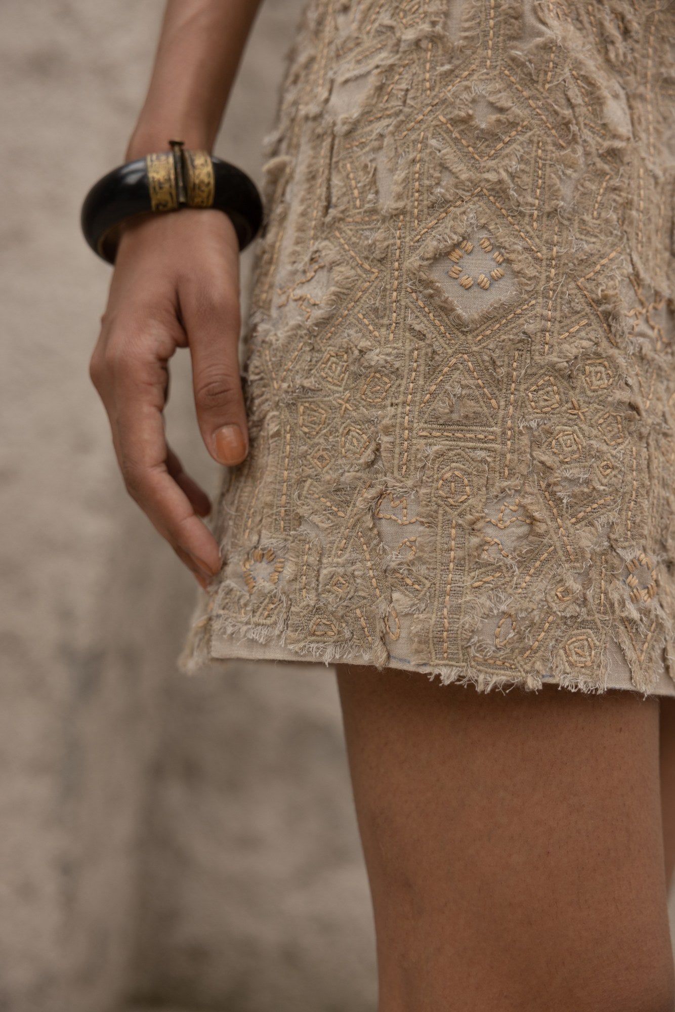 PATCH DETAILS WITH HAND EMBROIDERED